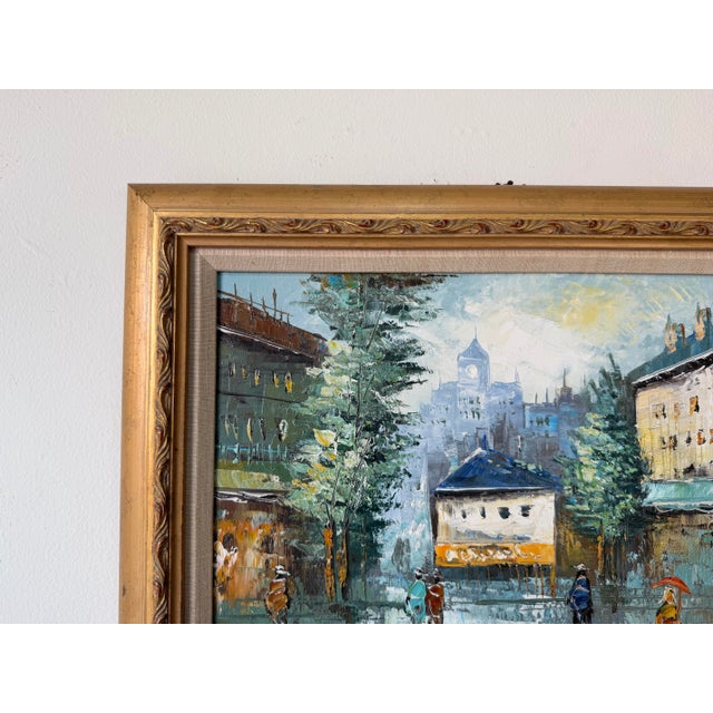 1990’s Vintage Parisian Street Scene Oil on Canvas Painting by Ellen – Wood Framed For Sale In Miami - Image 6 of 10