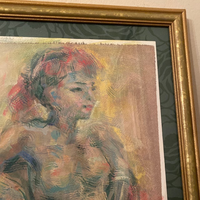 Vintage Abstract Nude Portrait Painting on Paper Signed For Sale In Atlanta - Image 6 of 9