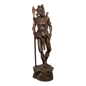 Carved Wood Figure of Warrior