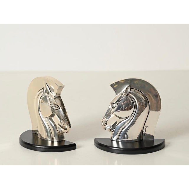 Silver-Plated Horse Bookends by Pierre Cardin for Lamag, Italy, 1980s, Set of 2 For Sale - Image 13 of 16