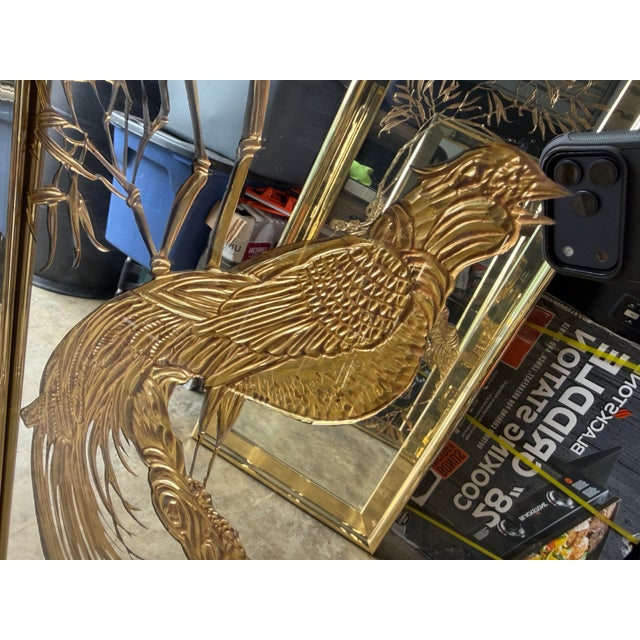 Phoenix Glass Two Vintage 1970 Phoenix Bird Etched Mirror For Sale - Image 4 of 5