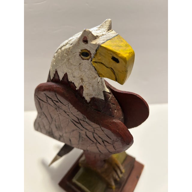 American Eagle Wood Folk Art Statue For Sale - Image 6 of 12