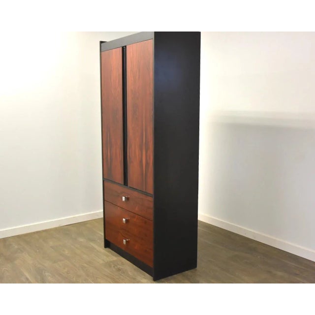 Mid-Century Modern 1970s Rosewood and Chrome Armoire Dresser For Sale - Image 3 of 13