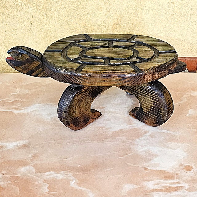 Vintage Hand-Carved Wooden Turtle Stool by e.b. Lovett For Sale - Image 17 of 18