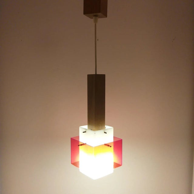 Wood Vintage Pendant Lamp from Guzzini, 1970s For Sale - Image 7 of 8