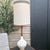 1960s Mid-Century Modern Carved Ceramic & Walnut Table Lamp With Original Linen Shade — 38” Tall For Sale - Image 11 of 16