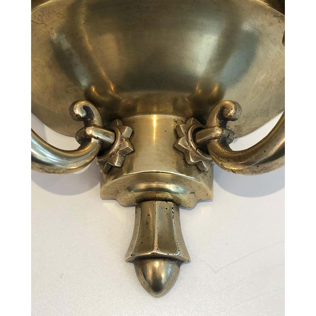 Art Deco Steel and Brass Wall Lights in the Style of Jules Leleu - A Pair For Sale - Image 12 of 13