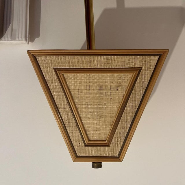 Vintage Wood and Hessian Lampshade For Sale - Image 6 of 8