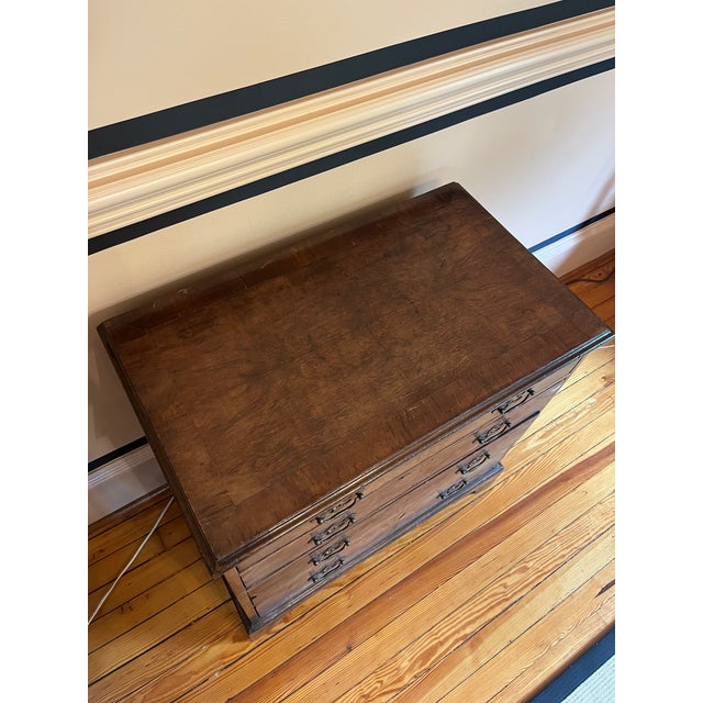 Patina, patina, patina! This antique 4 drawer bachelors chest is oozing old world charm and texture with its burled wood...