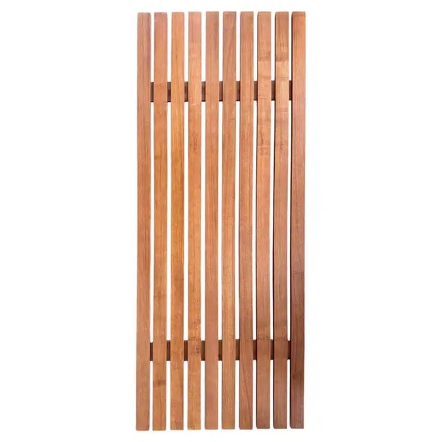 George Nelson Style Mid Century Modern Slatted Wood Bench Daybed Tufted Cushion For Sale In Philadelphia - Image 6 of 9