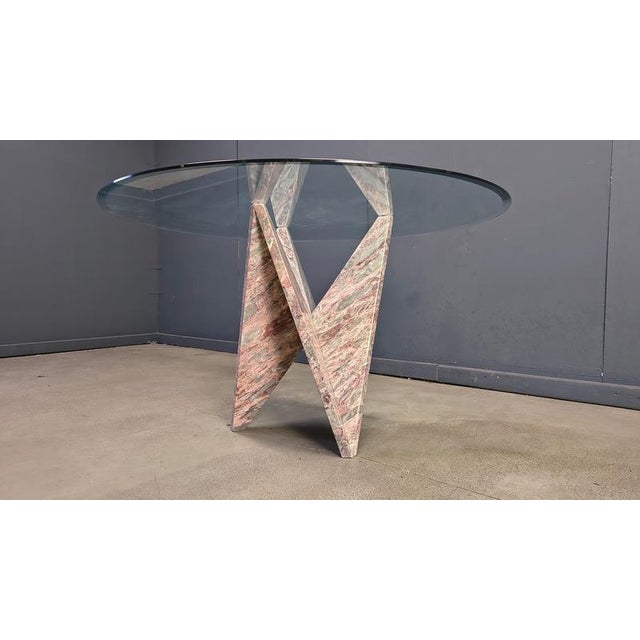 Architectural Marble and Glass Dining Table, 1970s For Sale - Image 6 of 15