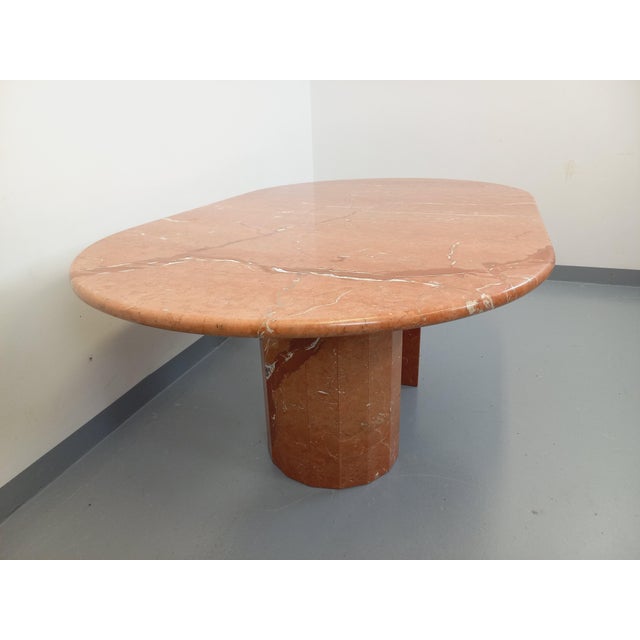 Red Vintage Oval Dining Table in Pink Marble, 1970s For Sale - Image 8 of 18