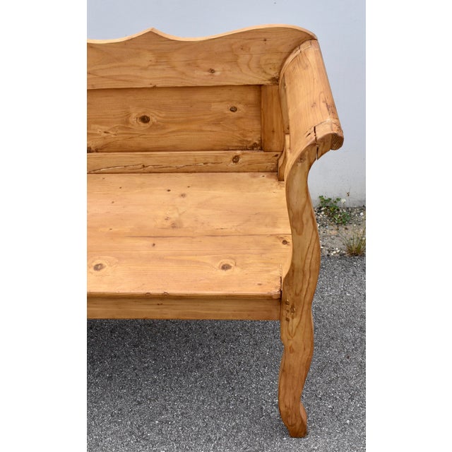Wood Pine Camel-Back Bench or Settle For Sale - Image 7 of 12
