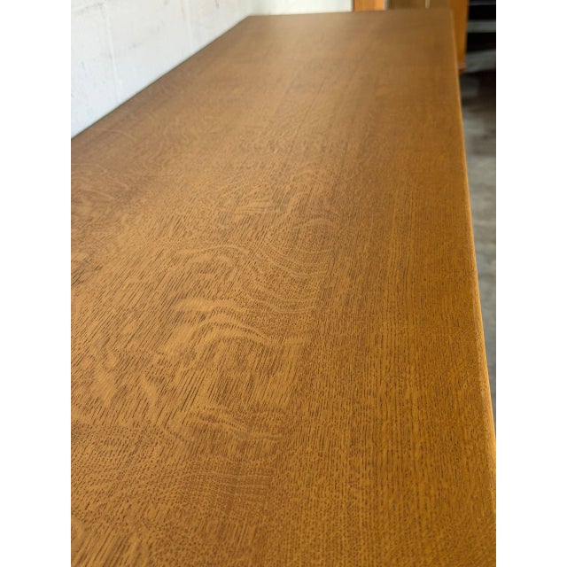 Henning Kjærnulf Oak Sideboard Credenza With Leaded Glass Doors Danish Mid-Century Modern 1970s For Sale - Image 12 of 13