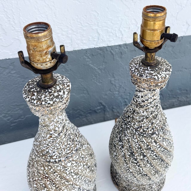 Mid-Century Modern Mid Century Modern Splatter Glazed Swirl Table Lamps - A Pair For Sale - Image 3 of 9