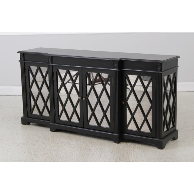 Ballard Designs Mirror Door Black Tv Console Cabinet For Sale - Image 10 of 16