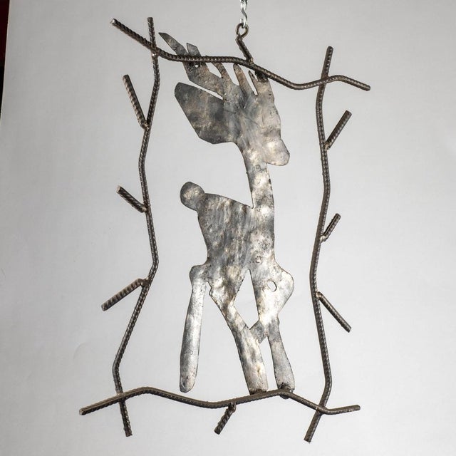 Handcrafted Wrought Iron Picture of Bambi Deer, 1980s For Sale - Image 3 of 10