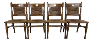 Vintage Hitchcock Rush Seat Rush Back Dining Side Chairs - Set of 4