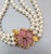 Metal Vintage 1980s Signed Napier 3-Strand Beaded Faux-Pearl Pink Flower Necklace For Sale - Image 7 of 8