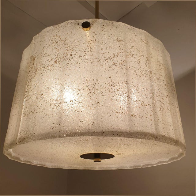 1970s White Murano Glass, Mid Century Modern Drum Chandelier For Sale - Image 9 of 14