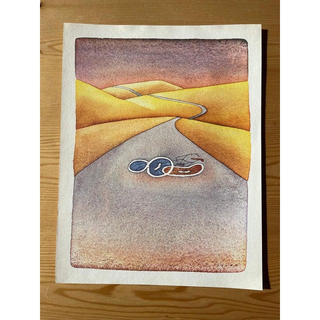 Jean-Michel Folon (1934-2005) On the Road Color heliogravure Signed in the plate On vellum, 18 x 24 cm (approx. 7 x 9...