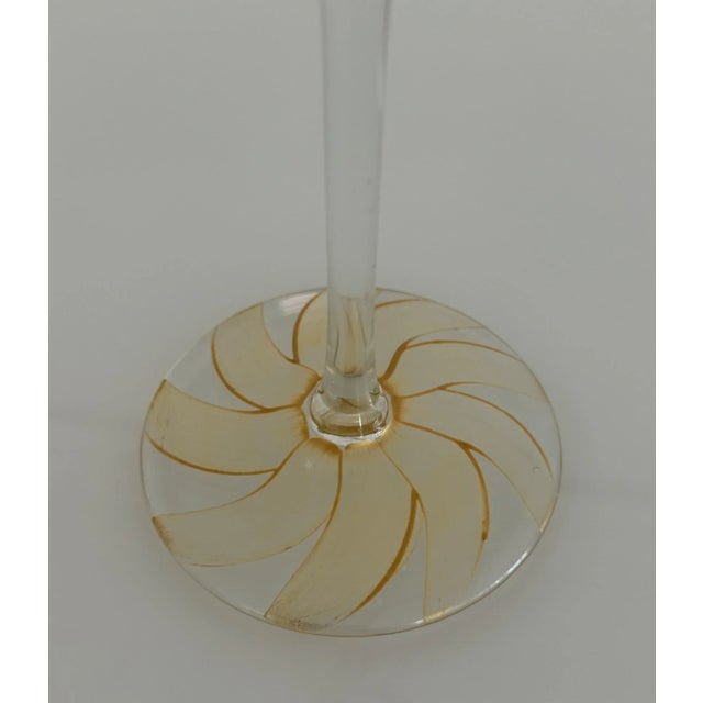 Contemporary Art Glass Martini Glasses With Gold Swirl Heart Stem, Pair For Sale - Image 3 of 5