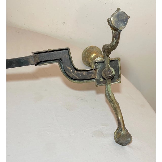 Pair Antique Ornate Victorian Solid Bronze Cast Iron Claw Fireplace Andirons Set For Sale - Image 11 of 11