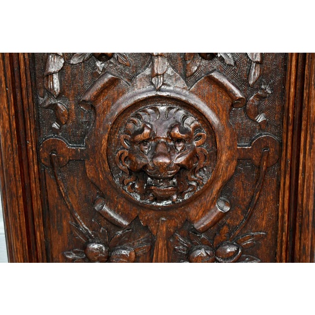 Late 19th Century Antique Carved Oak Plaque Tudor Lion Wall Panel Wood Relief Head Mask Victorian For Sale - Image 5 of 11