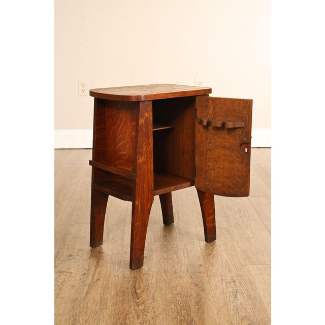 Antique Mission Oak Smoke Stand Bedside Cabinet For Sale - Image 10 of 18