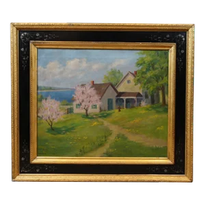 Carolus Verhaeren 1908-1956 Coastal Landscape Oil Painting on Canvas 36"