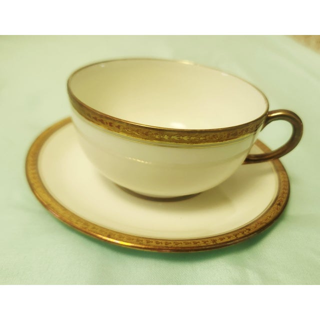 Limoges Antique Porcelain Service for 12 1920s Gold Rim 56 PCS For Sale - Image 13 of 16