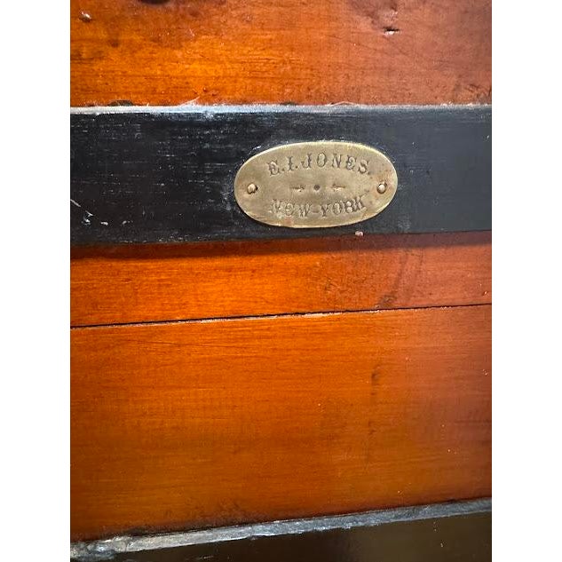 19th Century Antique E.J. Jones New York Dome Top Steamer Trunk For Sale - Image 4 of 10