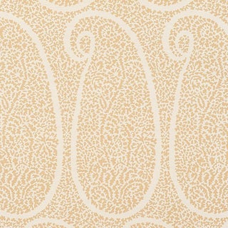 Sample - Schumacher Ambala Paisley Sisal Wallpaper in Straw For Sale