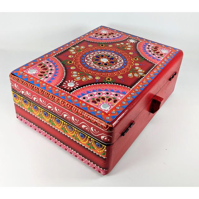 Moroccan Hand Painted and Hand Decorated Indian Decorative Wooden Box