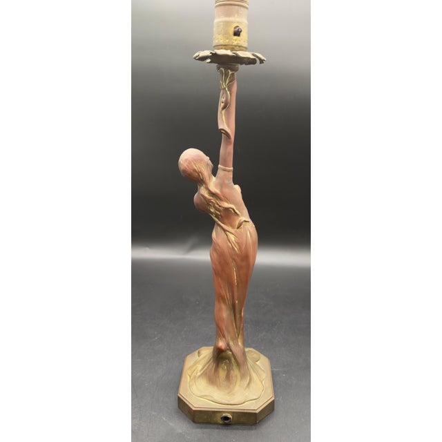 Metal Antique Signed Ludwig Beck ( L. Beck ) Bronze Art Nouveau Table Lamp For Sale - Image 7 of 13