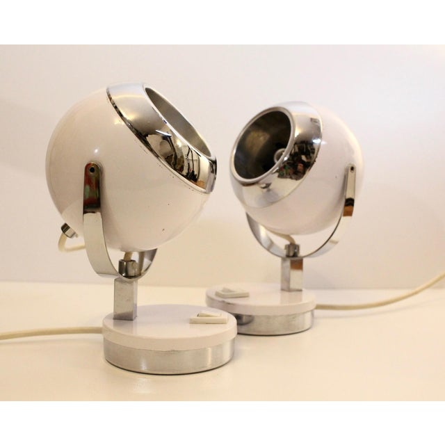 White Vintage Eyeball Table Lamps, 1970s, Set of 2 For Sale - Image 8 of 8