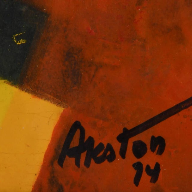 Abstract Framed Signed James Akston Mixed Media Painting For Sale - Image 3 of 11