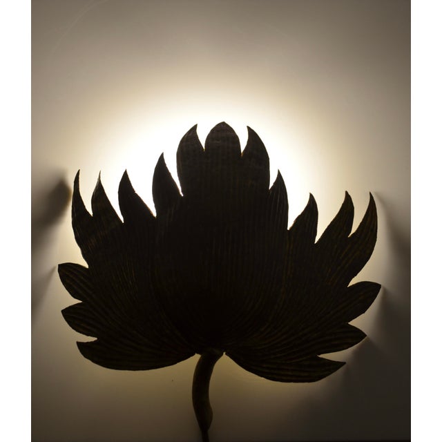 Mid-Century Modern Plane Tree Leaf Wall Sconce in Gilt Brass, 1950s For Sale - Image 6 of 10