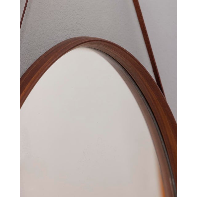 Glass Vintage Italian Oval Wall Mirror in Wood, 1970s For Sale - Image 7 of 9