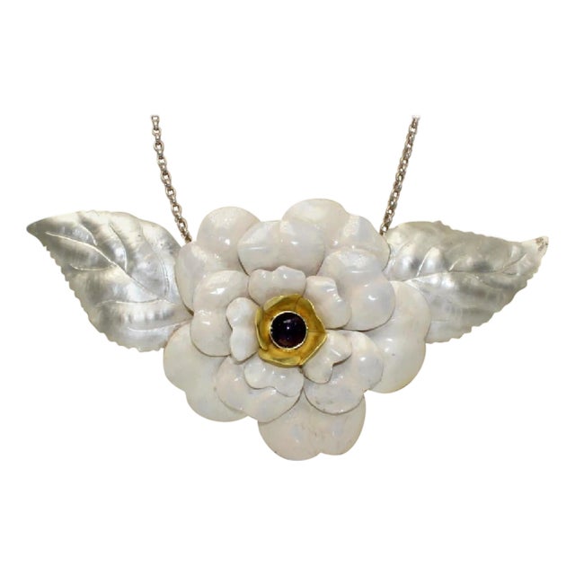 English Sterling & Enamel Flower Necklace, London, 1978 For Sale