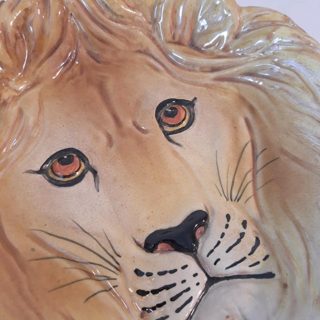 Ceramic Italian African Lion Majolica Plate Italy Pottery For Sale - Image 7 of 7