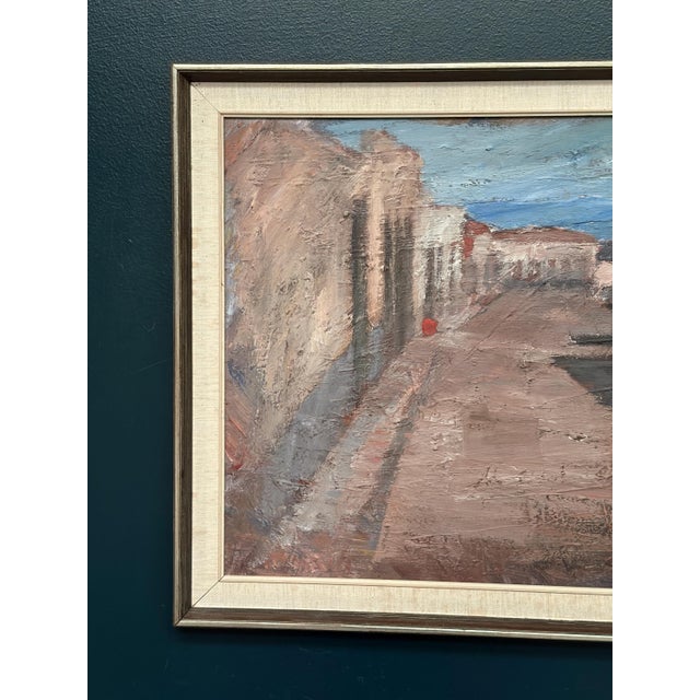 Mid-Century Modern Jean Ragnar, Village Street with Houses, 1960s, Oil Painting on Canvas, Framed For Sale - Image 3 of 18