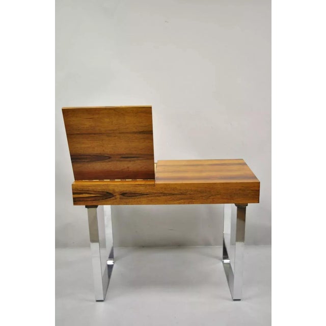 Mid Century Danish Modern Echtes Kristall Spiegelglas Rosewood Vanity Table For Sale - Image 10 of 12