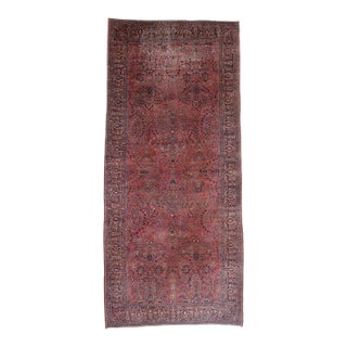 Antique Persian Sarouk Rug - 10'07 X 23'02 For Sale
