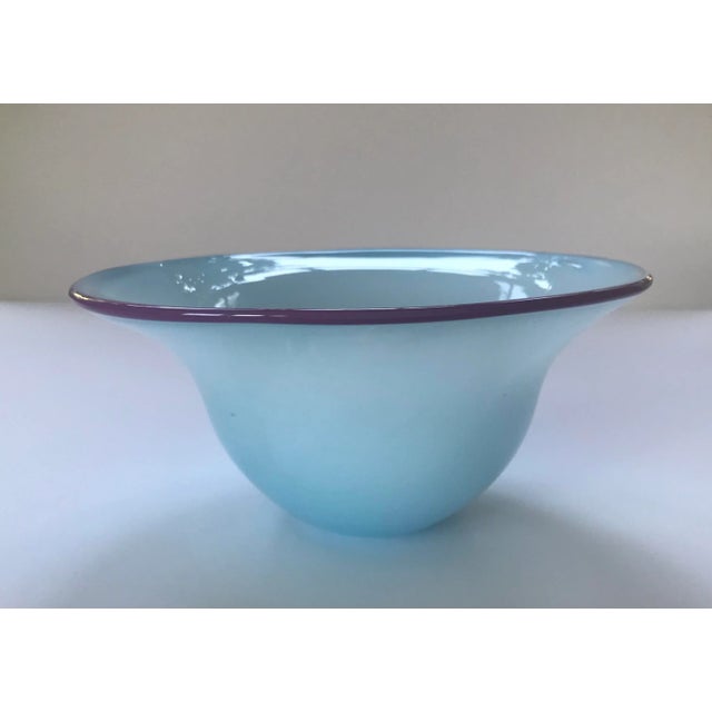 Vintage 1980s Postmodern Hand Blown Murano Art Glass Bowl For Sale - Image 9 of 12
