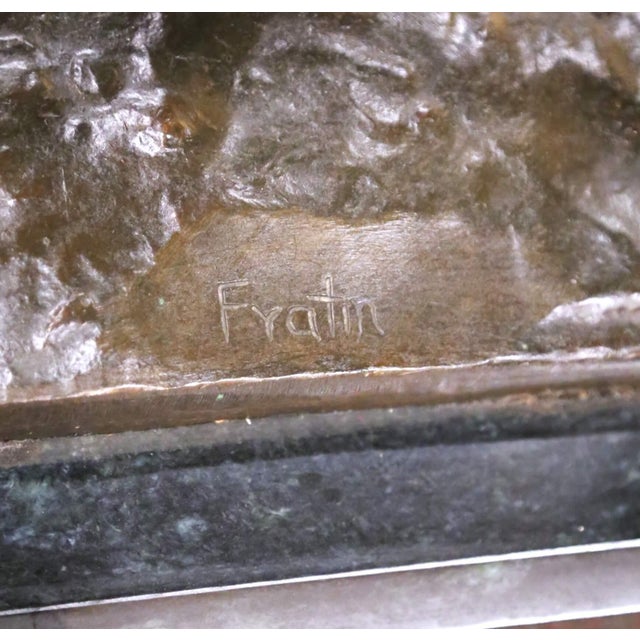 19th C. French Patinated Bronze Horse Sculpture on Marble Base Signed C. Fratin For Sale - Image 4 of 12