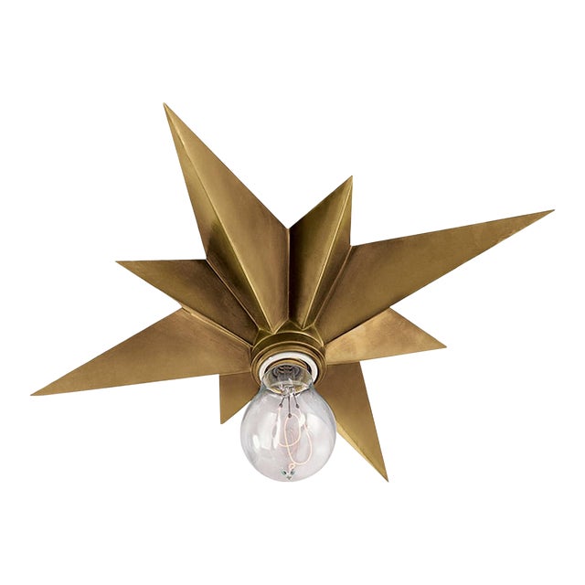 Eric Cohler for Visual Comfort Signature Star Flush Mount in Hand-Rubbed Antique Brass For Sale