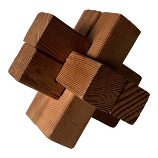 90's Postmodern Style Geometric Wood Art Sculpture For Sale