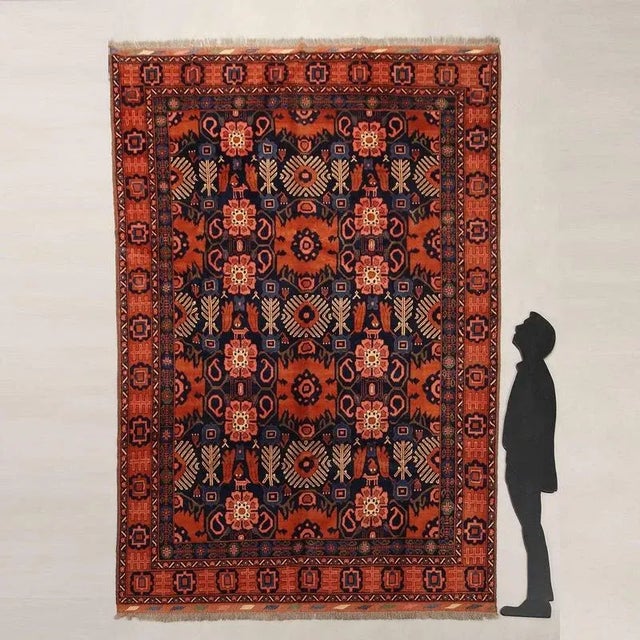 Peshawar wool rug, large knot, hand-made. This piece is attributed to the mentioned designer/maker. It has no attribution...