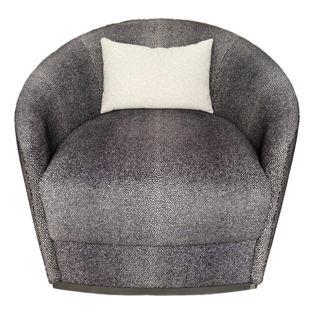 Adriana Hoyos Charcoal & Silver Speckled Swivel Lounge Chair For Sale